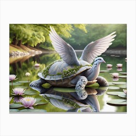 Swimming Turtle-Dove Fantasy Canvas Print