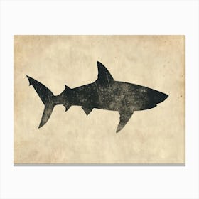 Bigeye Thresher Shark Grey Silhouette 1 Canvas Print