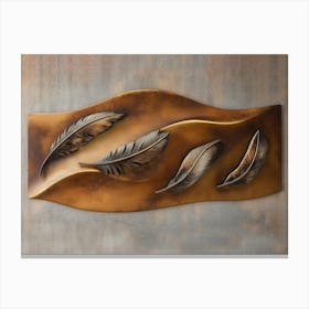 Rustic 3d Textured Art Almond Brown Background Faded Brass Feathers Abstract Sandy Dunes Warm Ambiance 1 Canvas Print