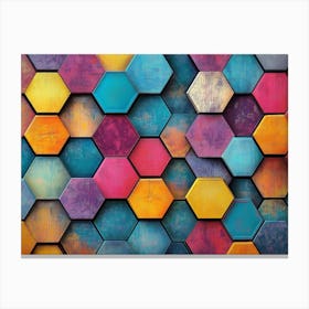 Colorful And Textured Hexagons and Diamonds Enhance Canvas Print