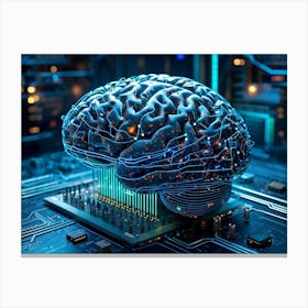 Abstract Concept Of A Brain Resembling An Intricate Circuit Board With Neural Lines Crisscrossing A (2) Canvas Print