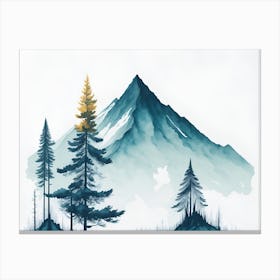 Mountain And Forest In Minimalist Watercolor Horizontal Composition 379 Canvas Print