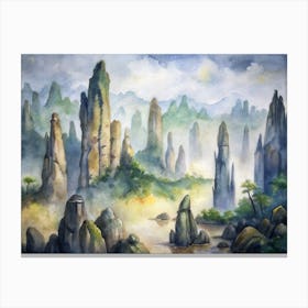 A Minimalist Depiction Of The Stone Forest In Chin (1) Canvas Print