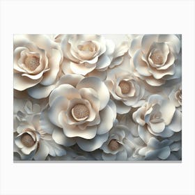 White Rose Seamless Flower Tiles Design Canvas Print