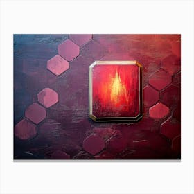 Textured Wall in Maroon and Peach Hexagons and Diamonds Abstract Palette Effect Canvas Print