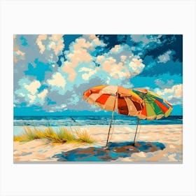 Two Umbrellas On The Beach 1 Canvas Print