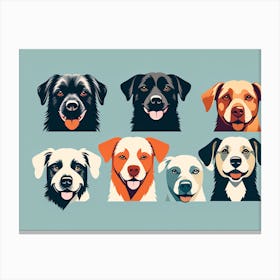 Dog Portraits, colorful dog illustration, dog portrait, animal illustration, digital art, pet art, dog artwork, dog drawing, dog painting, dog wallpaper, dog background, dog lover gift, dog décor, dog poster, dog print, pet, dog, vector art, dog art, dogs Canvas Print