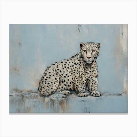 Art Deco Leopard Abstract Cheetah blue painting Canvas Print