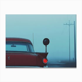 Old Car In The Fog Canvas Print