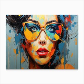 Colorful Woman With Sunglasses Canvas Print