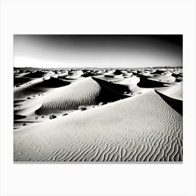 Sand Dunes, black and white monochromatic art Canvas Print