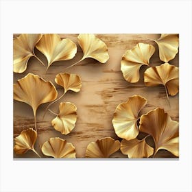 Gold Ginkgo Leaves Canvas Print