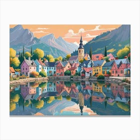 Village By The Lake Canvas Print