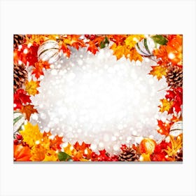 Autumn Leaves Radiate Vibrant Red Orange And Yellow Hues Clustered Together Embraced By A Decora (1) Canvas Print