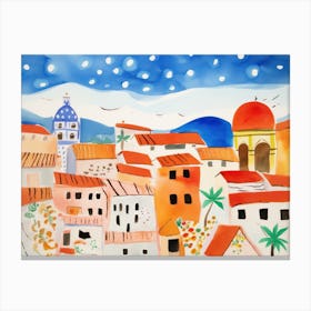 Terni Italy Cute Watercolour Illustration 4 Canvas Print