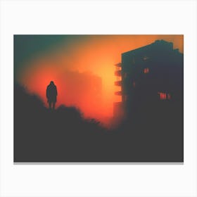 Deep Mist Red Glowing City Canvas Print