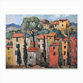 Charming Courtyard Painting Inspired By Paul Cezanne Canvas Print