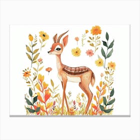 Little Floral Gazelle 2 Canvas Print