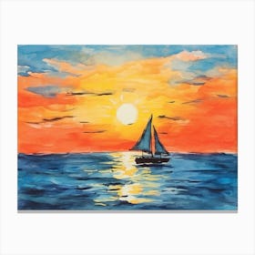 Sailboat At Sunset Canvas Print