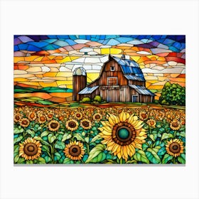 Sunflowers In The Field - Ai Canvas Print