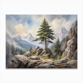 Pine Tree In The Mountains 1 Canvas Print