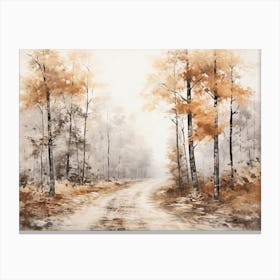 A Painting Of Country Road Through Woods In Autumn 71 Canvas Print