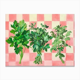 Loose Herbs Pink Checkerboard 1 Canvas Print