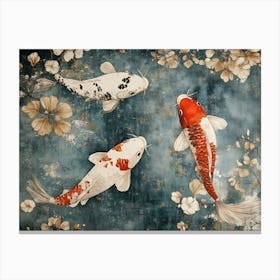 Koi Fish Ancient Tapestry 4 Canvas Print