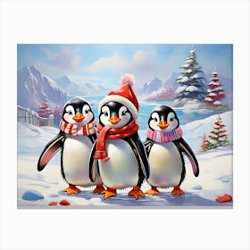 Penguins In Winter Canvas Print