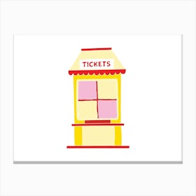 Battenberg Ticket Booth, Fun Circus Animal, Cake, Biscuit, Sweet Treat Print, Landscape Canvas Print