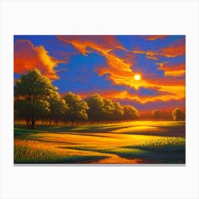 Sunset In The Field 6 Canvas Print