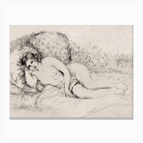 Vintage Erotic Nude Art Of A Naked Woman Canvas Print