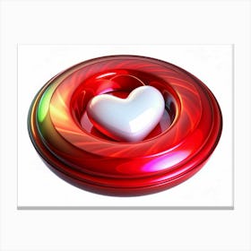 White Heart In Red Ring Canvas Print