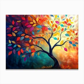 Elegant Colorful Tree With Vibrant Leaves 1 Canvas Print