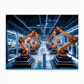 Futuristic Factory Floor Alive With Articulated Robotic Arms Performing Assembly Tasks Guided By Ai 2 1 Leinwandbild