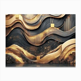 Abstract Gold And Black Wall Art Canvas Print