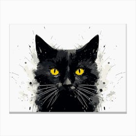 Black Cat With Yellow Eyes Canvas Print