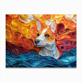 Basenji Paper Quilling Portrait II Canvas Print