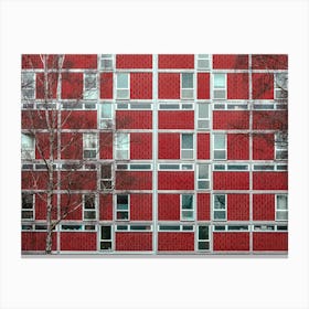 Red Tiles And Geometric Windows Canvas Print