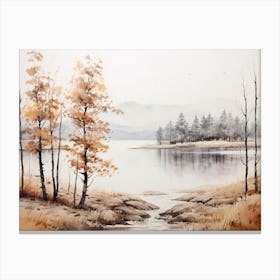 A Painting Of A Lake In Autumn 11 Canvas Print