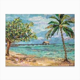 Tobago Tropical Memory Trees On The Beach Canvas Print