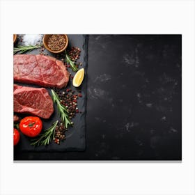 Steak On A Black Board Canvas Print