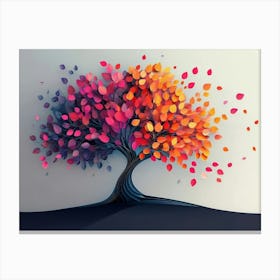 Illustration Background Design Of A Colorful Tree With Leaves On Hanging Branches Canvas Print