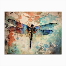 Dragonfly Illustration Meadow Watercolour 4 Canvas Print