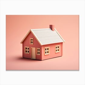 House On A Pink Background Canvas Print
