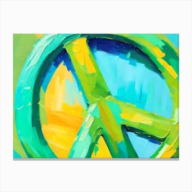 Blue and Green Peace Sign 2 Canvas Print