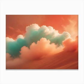 An Abstract And Surreal Image Of Colorful Clouds Over A Red Landscape, Creating A Sense Of Wonder And Beauty Canvas Print