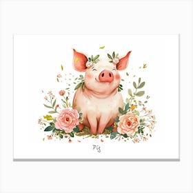 Little Floral Pig 1 Poster Canvas Print