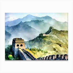 Great Wall Of China AI watercolor Canvas Print