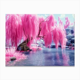 Pink Weeping Willow Tree Canvas Print